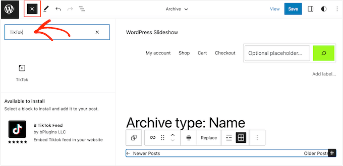 将 TikTok 块添加到 WordPress 网站模板 将 TikTok 块添加到 WordPress 网站模板