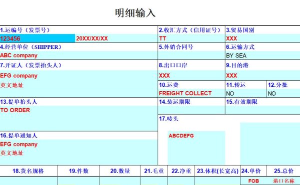 外贸报关明细输入