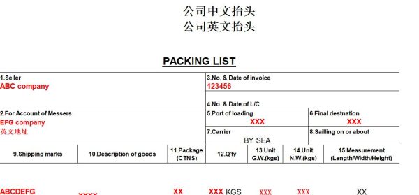 外贸报关公司中英文名