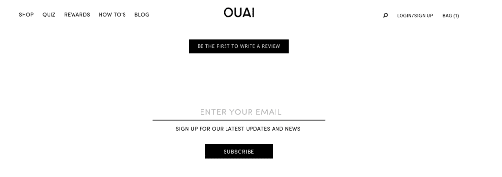 产品页面底部的ouai电子邮件注册