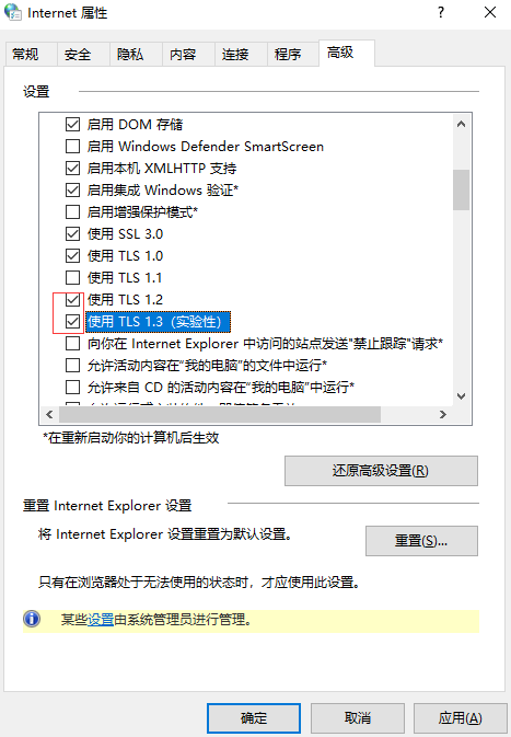 Intelrnet选项