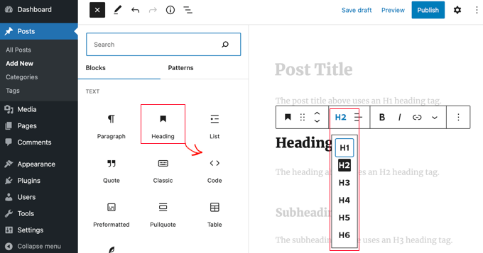 您可以使用 WordPress 块编辑器轻松添加标题标签,无需代码 您可以使用 WordPress 块编辑器轻松添加标题标签,无需代码