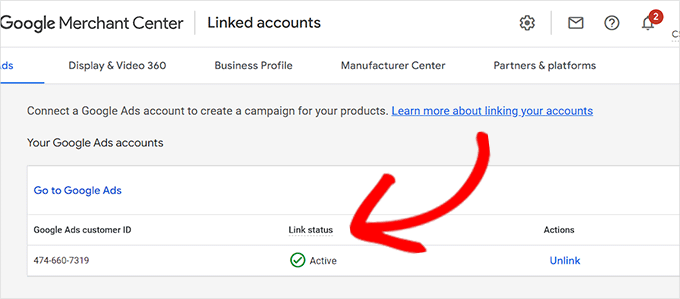 关联的 Google 广告帐户 GMC 帐户现已关联到 Google Ads 帐户