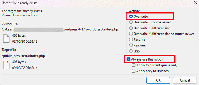 覆盖 WordPress 核心文件 覆盖 WordPress 核心文件